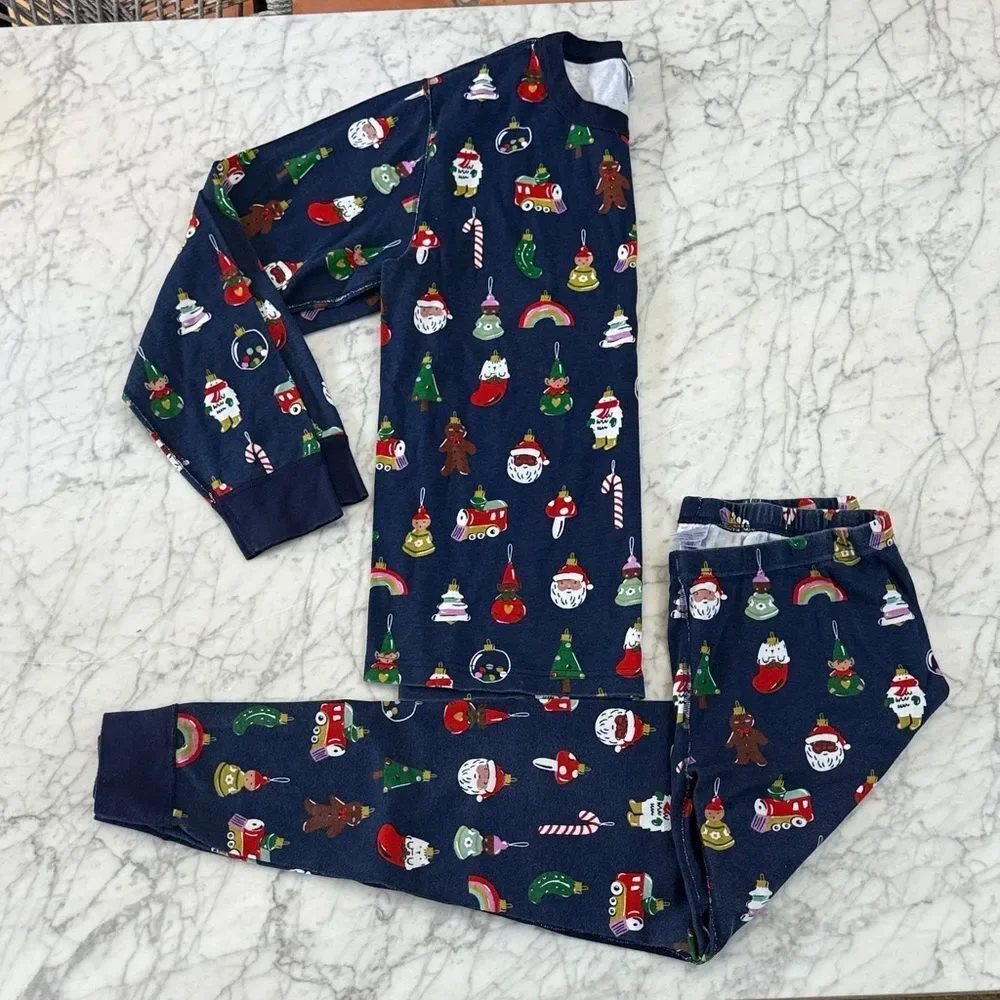 Festive Ornament Pajamas - Blue with Holiday Print Women’s Sz L